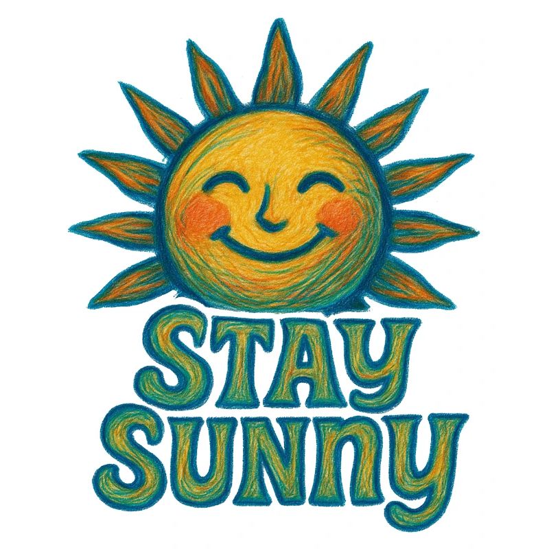 Stay Sunny Crayon Sonne Illustration