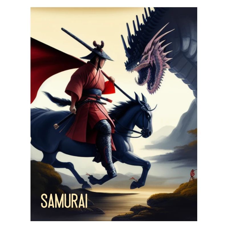 Samurai mit Pferd Samurai on Horse Japan Asien