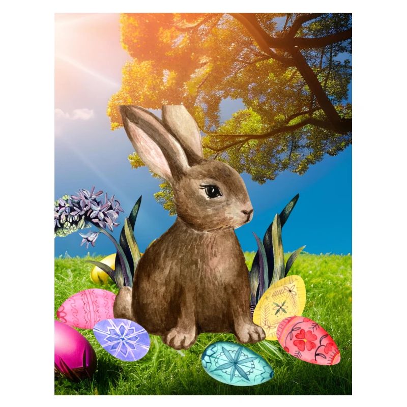 Spring Easter bunny with Easter eggs