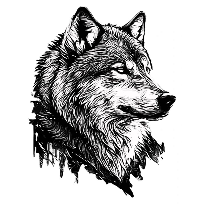 Dessin au trait de loup monochrome