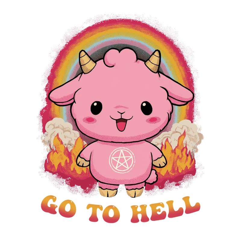 Pinkes Dämonchen mit Regenbogen