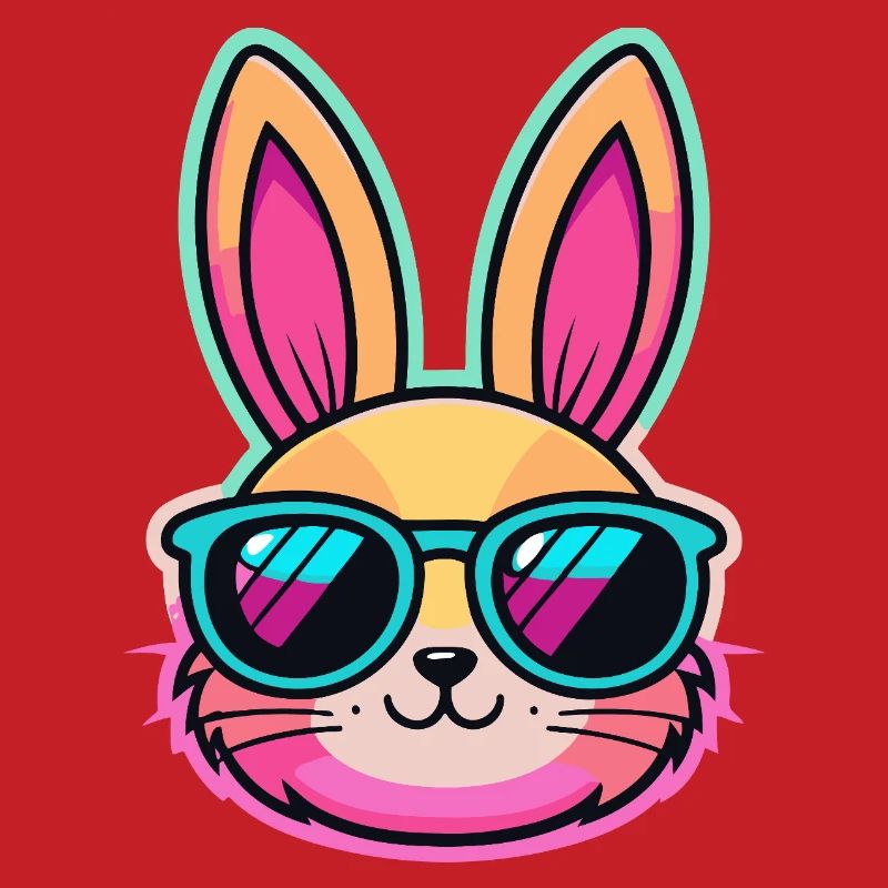 Neonhase mit bunter Brille