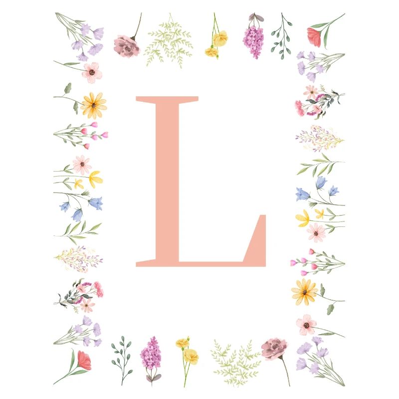 Florale Initialen "L", Buchstaben Monogramm 
