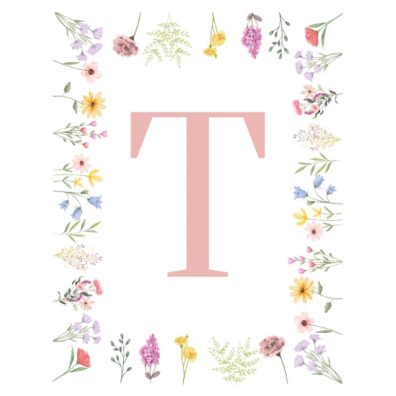 Florale Initialen "T", Buchstaben Monogramm