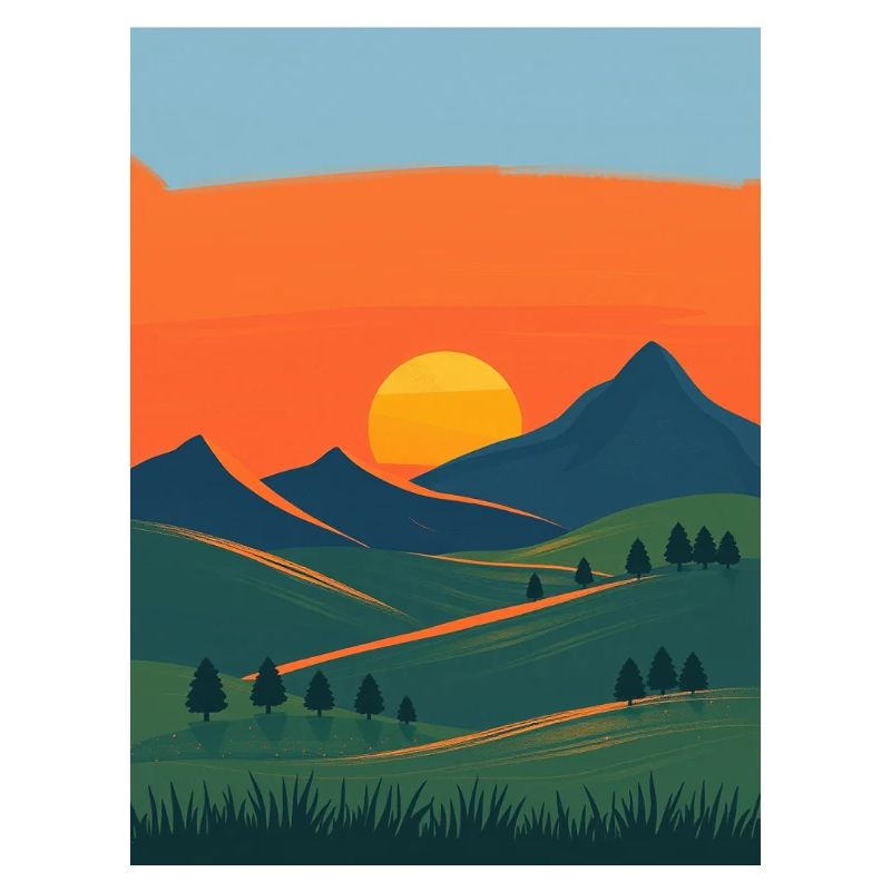 Evening mountain landscape change