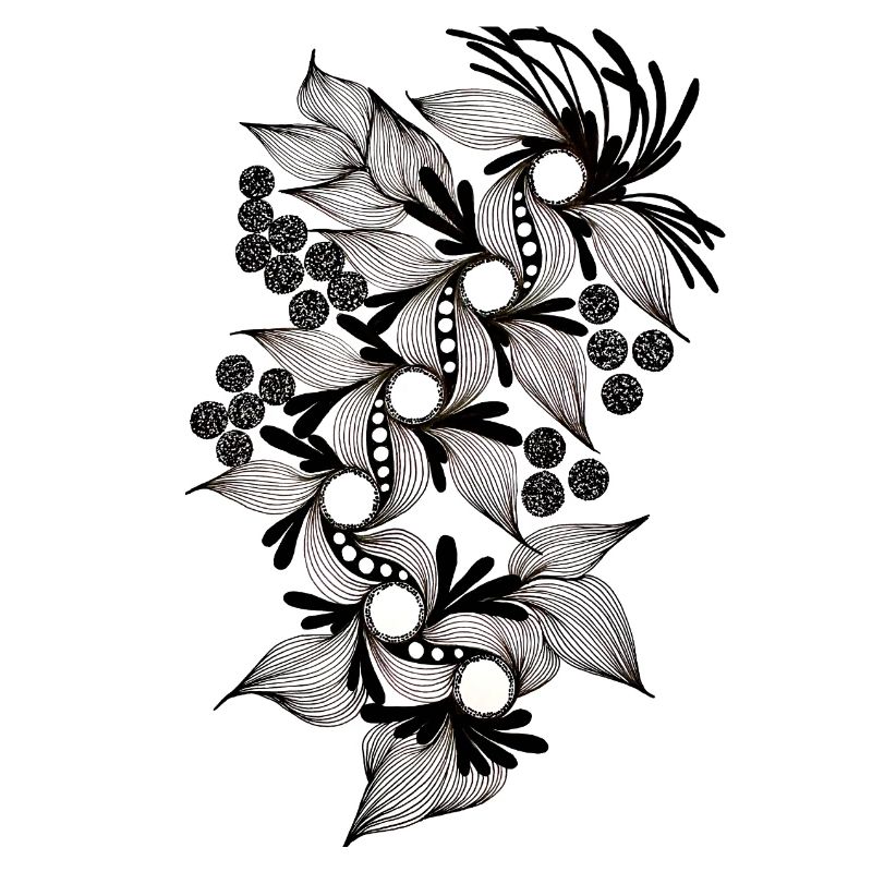 Spirale de fleurs noires et blanches