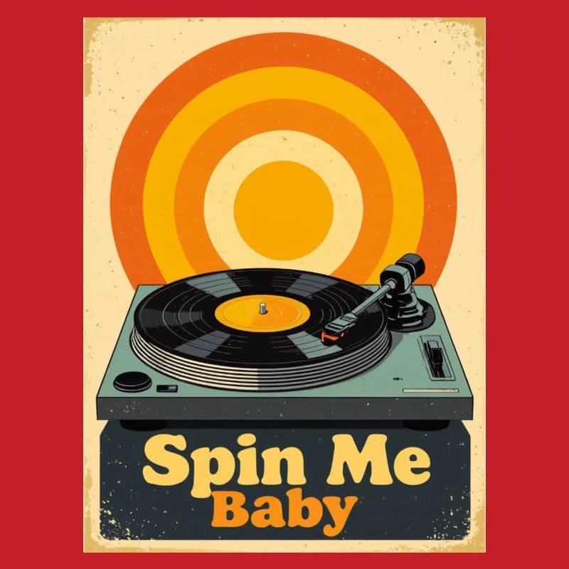Retro Vinyl Record with Warm Vibrant 