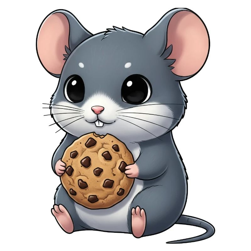 Souris mignonne avec biscuits Cookie Snacking dessin animé
