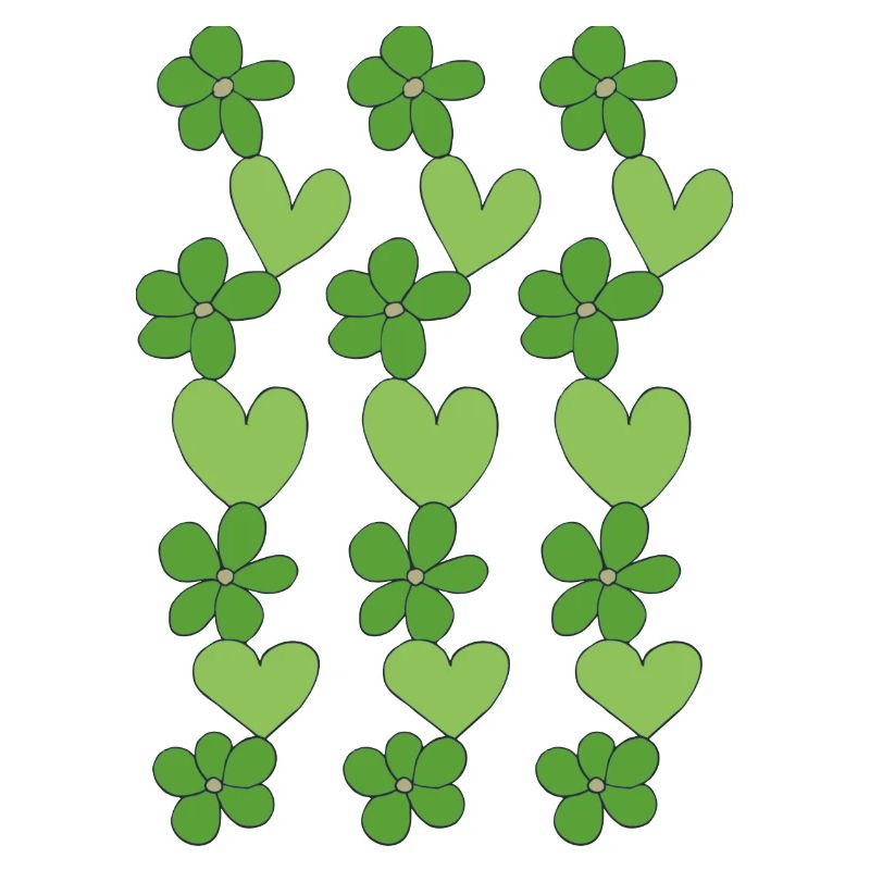 cœurs fleurs vert