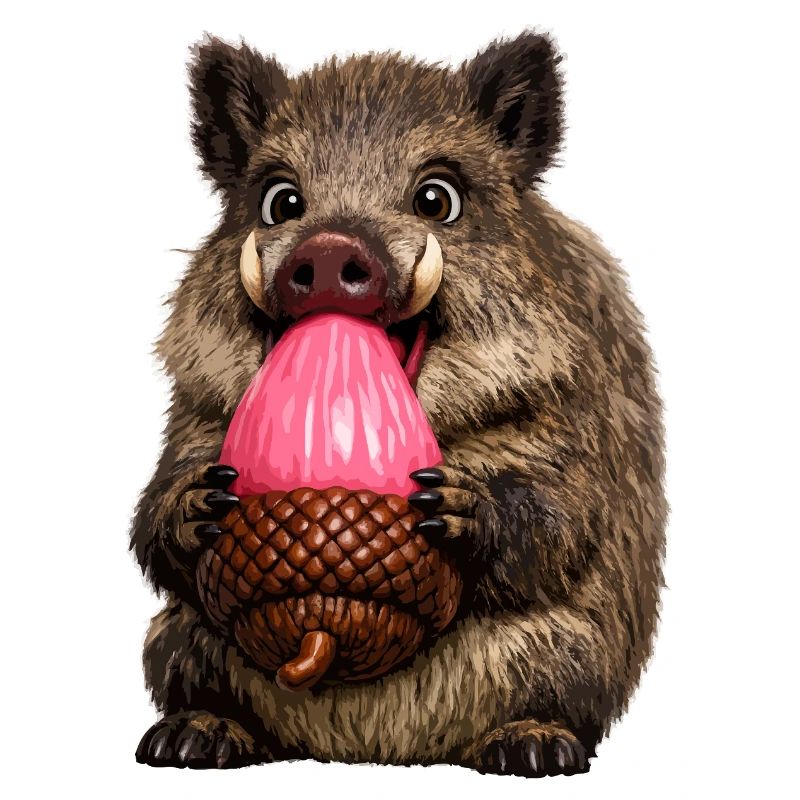 Wildschwein mit rosa Eichel