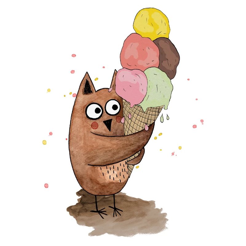 Eule mit riesigem Eis