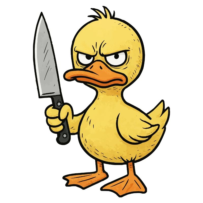 Wütendes Entenküken mit Messer