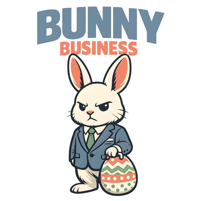 Cute Easter bunny with colorful egg and lettering