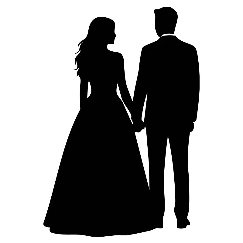 Wedding Couple Silhouette – Black & White Design