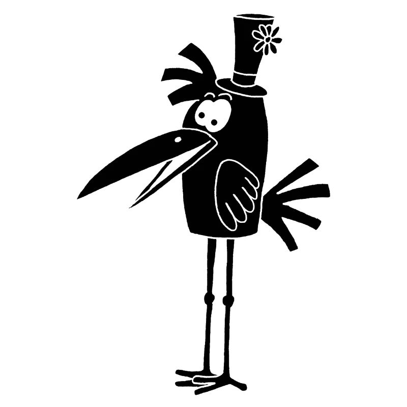 Schwarzer Vogel und sein Hut