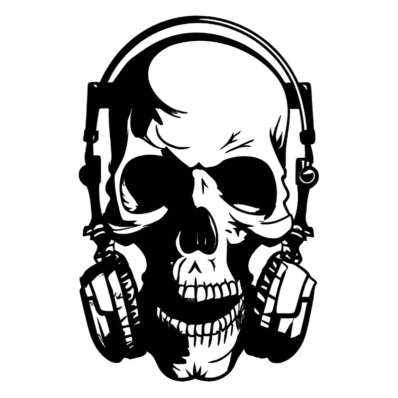 Großer Totenkopf mit Kopfhörern