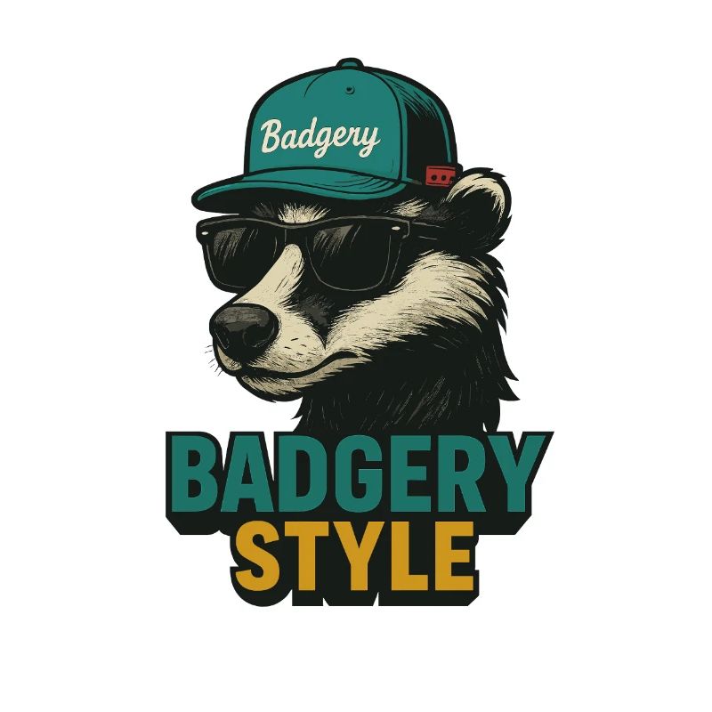 Badgery Style: Bär mit Cap und Sonnenbrille