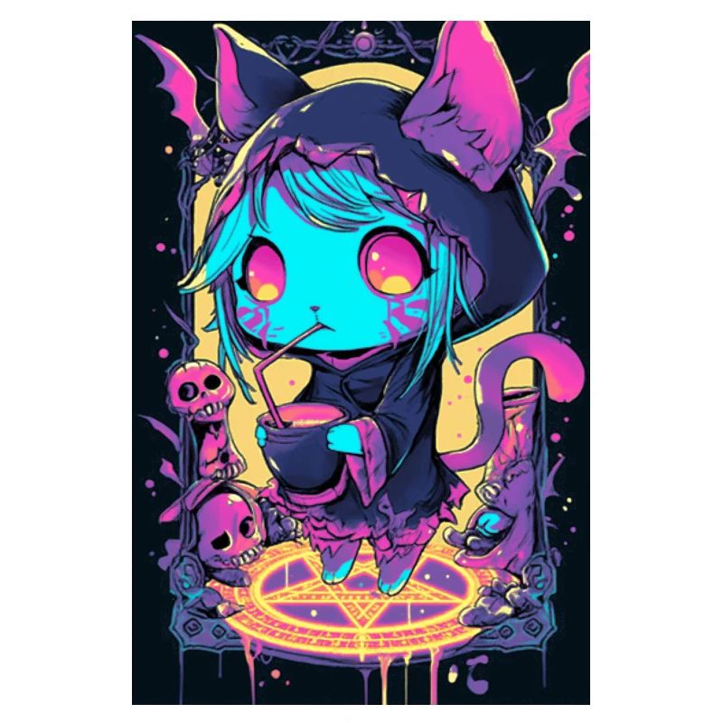 Sweat à capuche Neon Cat Magic | Chat punk