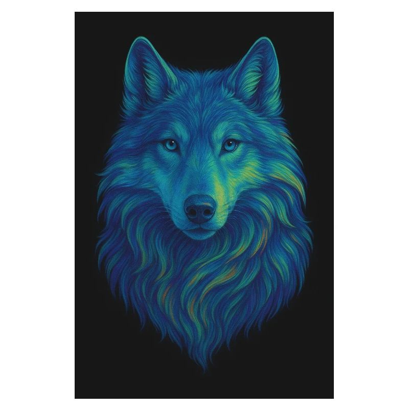 Neonwolf Farbiges Wolfporträt