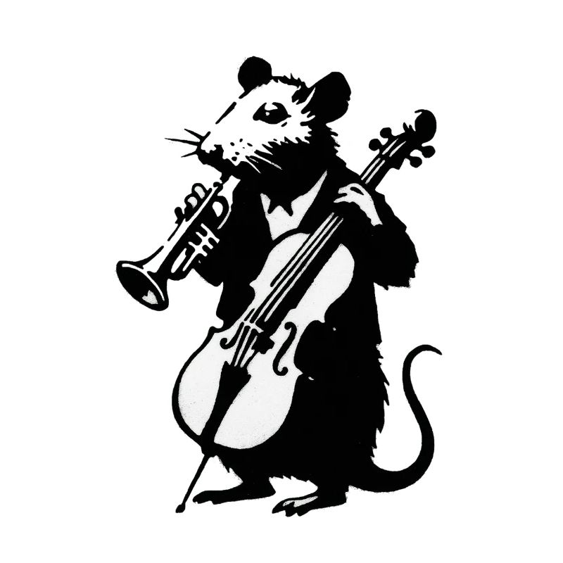 Souris musicale avec violoncelle et clarinette