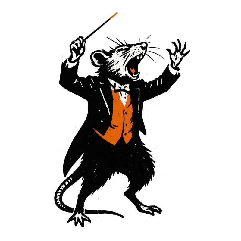 Ratte als Dirigent im Smoking