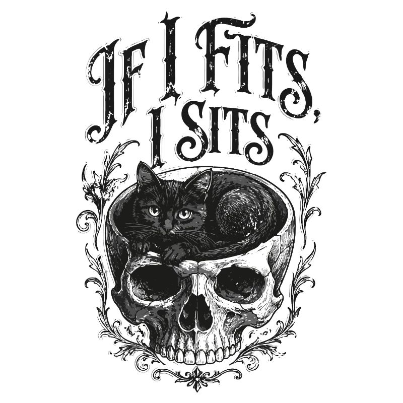 Chat dans un crâne : design de tatouage à l’ancienne