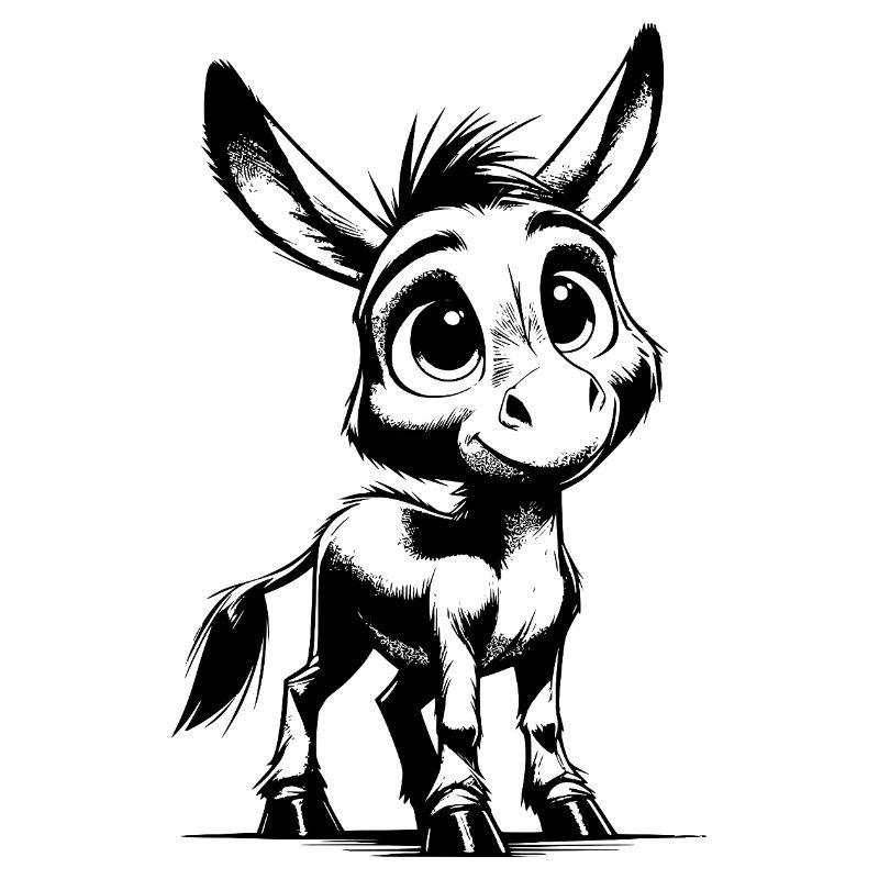Petit Petit Âne Mignon Dessin au Crayon