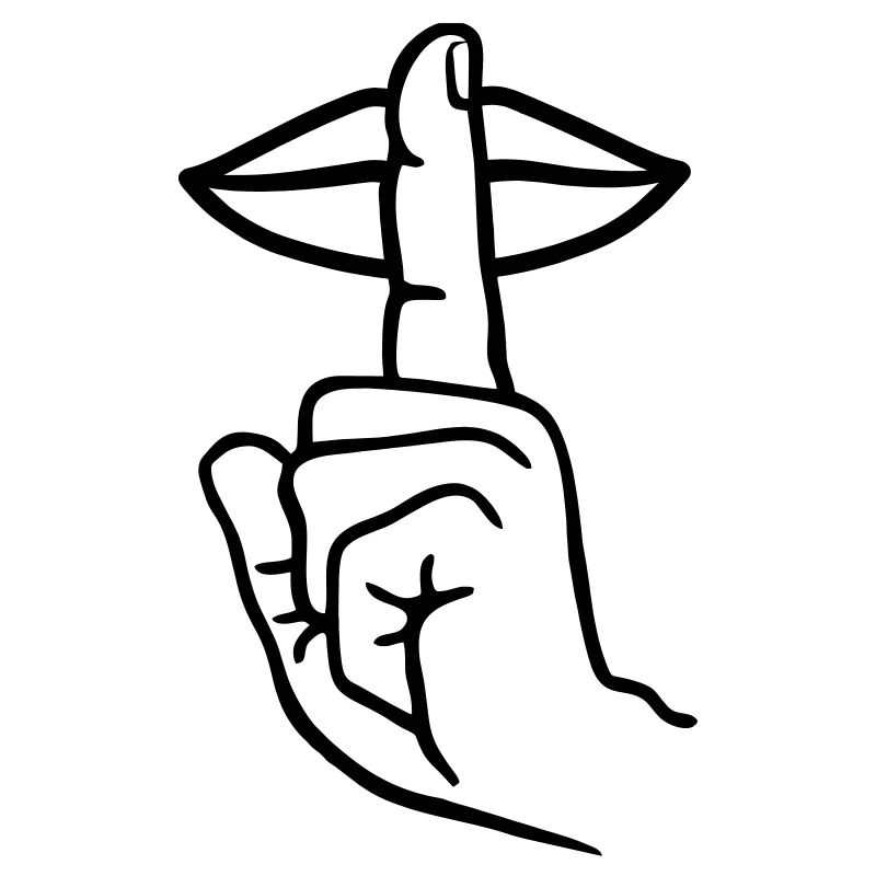 Main avec doigt silence geste de la main