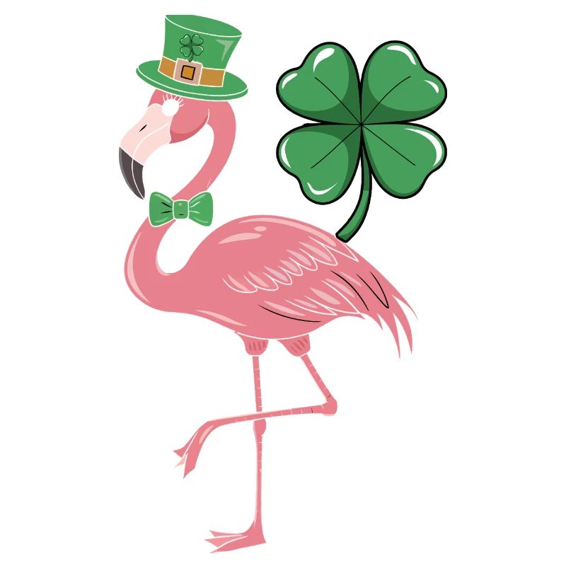 Flamant rose dans le style trèfle