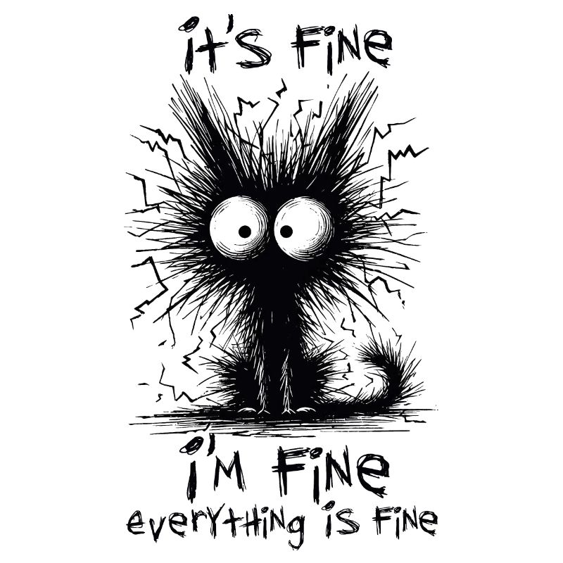 Black Cat It's Fine I'm Fine Everything Is Fine