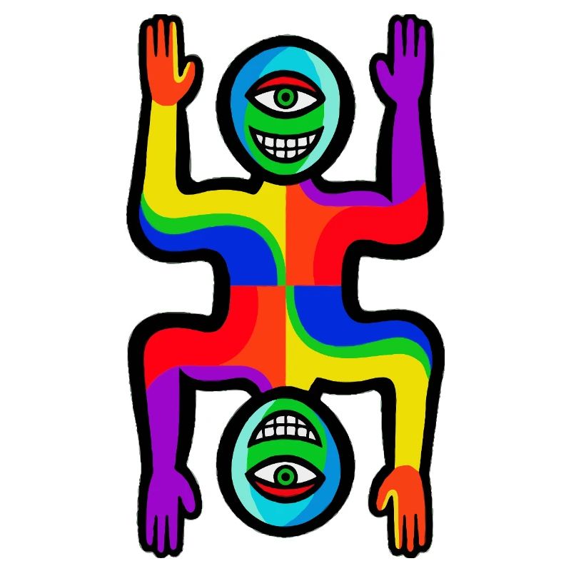 Regenbogen-Zwei-Gesichter-Figur