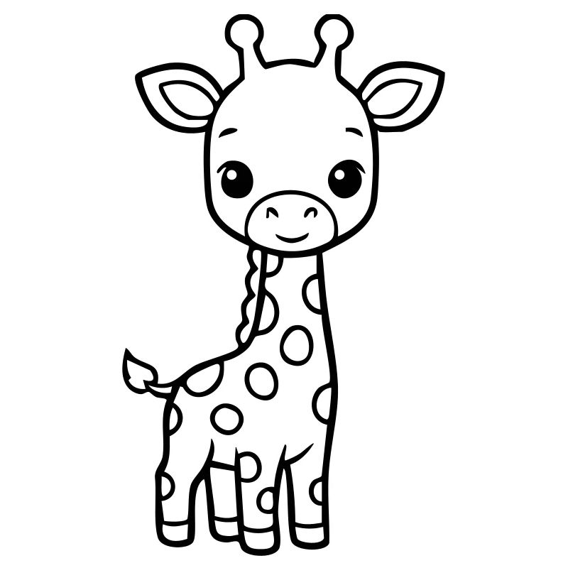 Bébé girafe mignonne – Noir & Blanc
