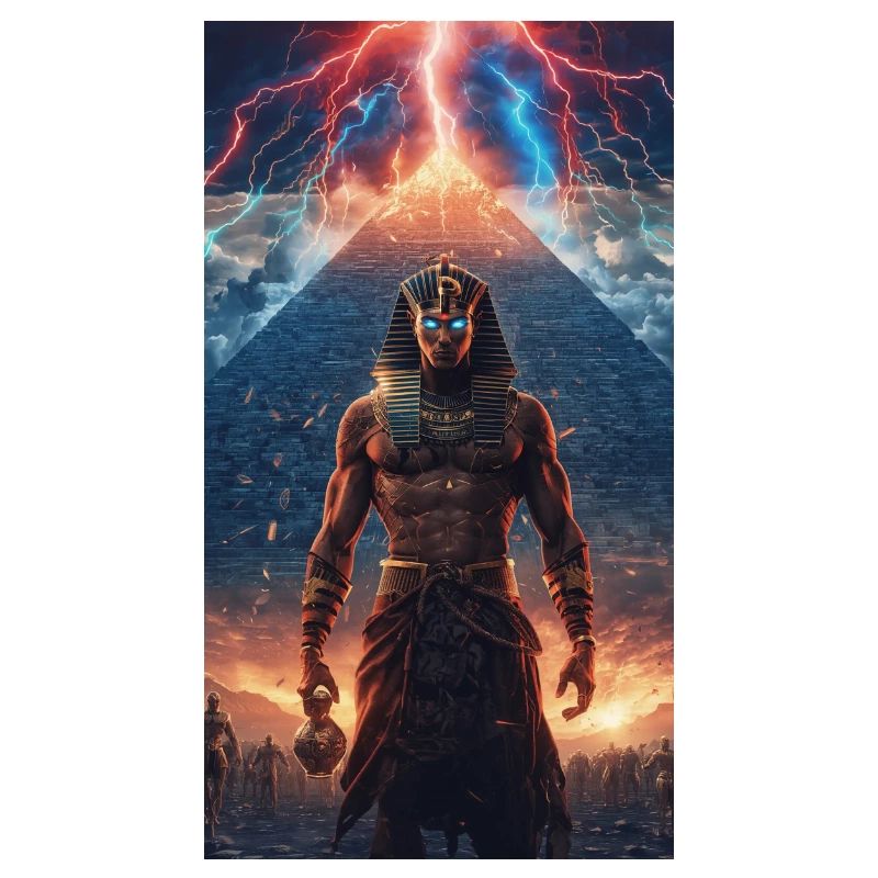 Pharaon du Tonnerre devant la pyramide