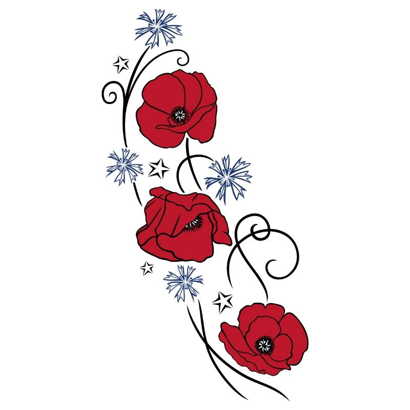 Poppies and cornflowers. Summer design.