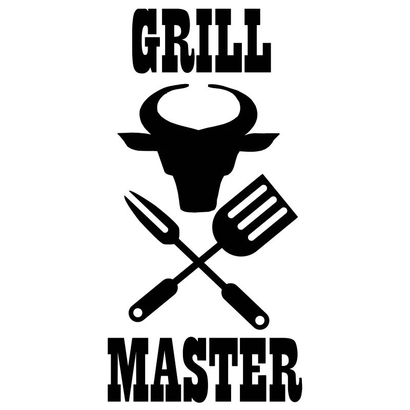 BBQ cutlery bull and text 'Grill master'