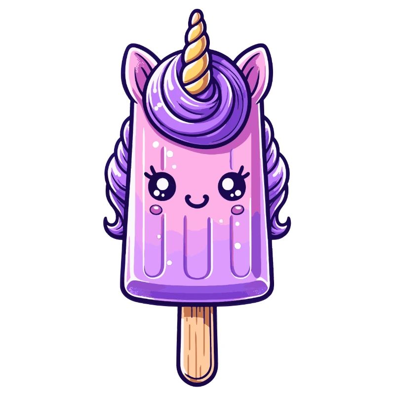 Une glace sur bâtonnet en forme de licorne violette