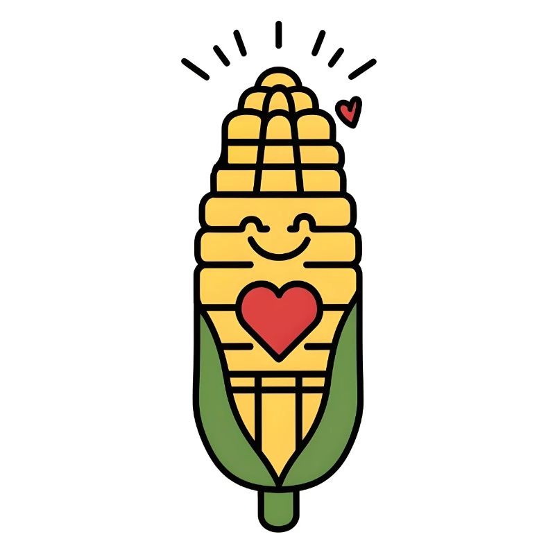 Smiling corn with heart