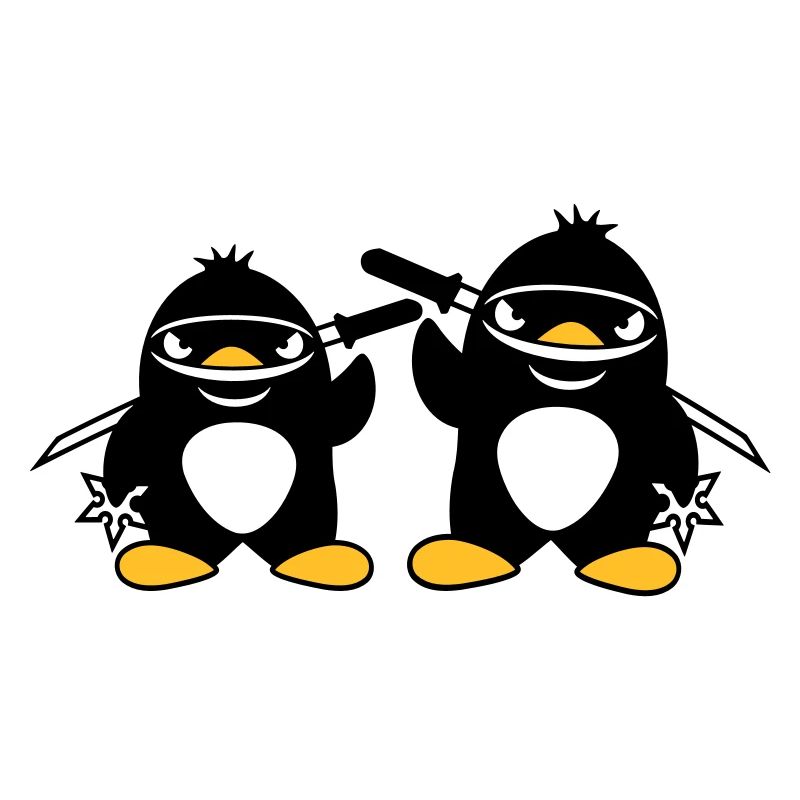 2 pingouins ninja samouraï japonais katana duo