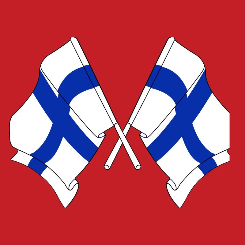 Deux drapeaux de la Finlande croisés