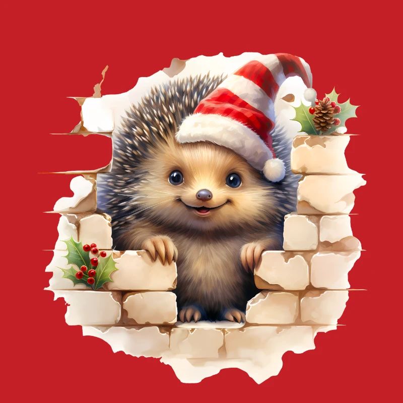 Hérisson de Noël dans le mur
