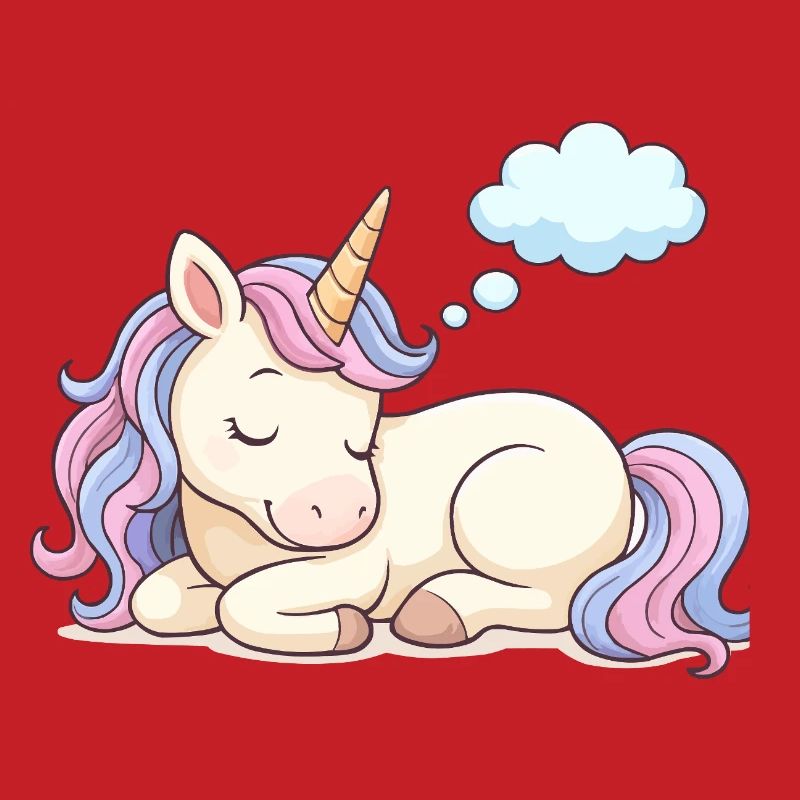 Schlafendes Einhorn mit Regenbogenmähne