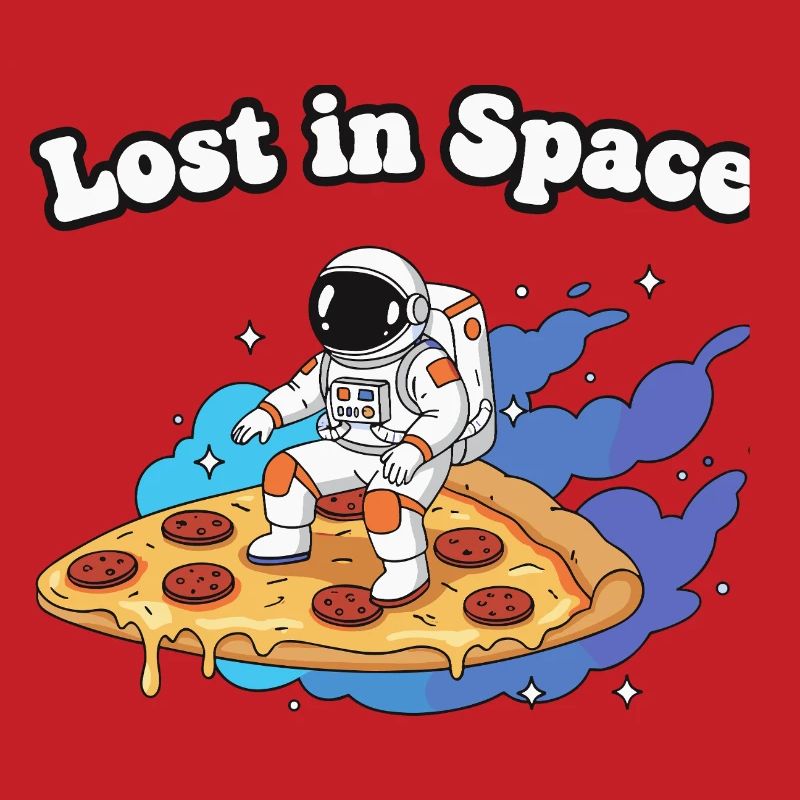 Astronaute sur une pizza dans l’espace