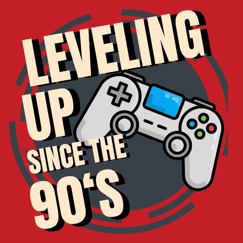 Retro game controller with 90s text