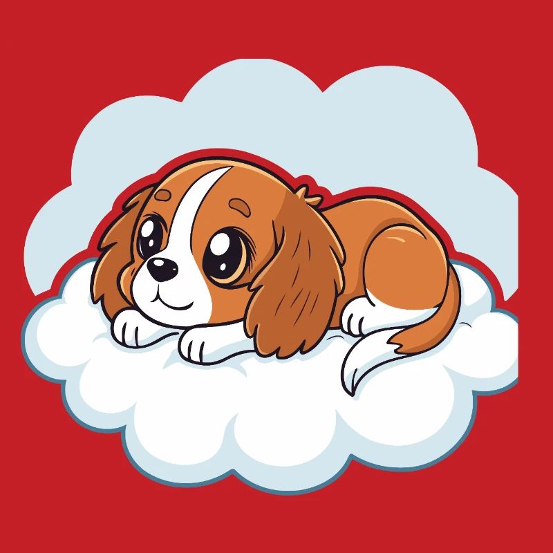 Cavalier King Charles Puppy Dreamer on a Cloud