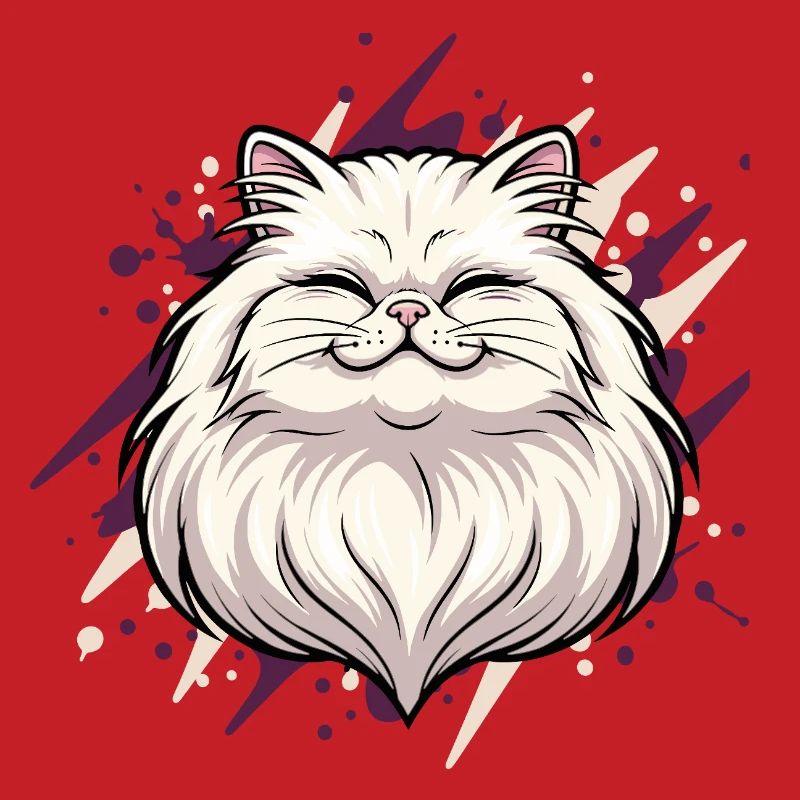Tête de chat joyeuse avec des touches de couleur