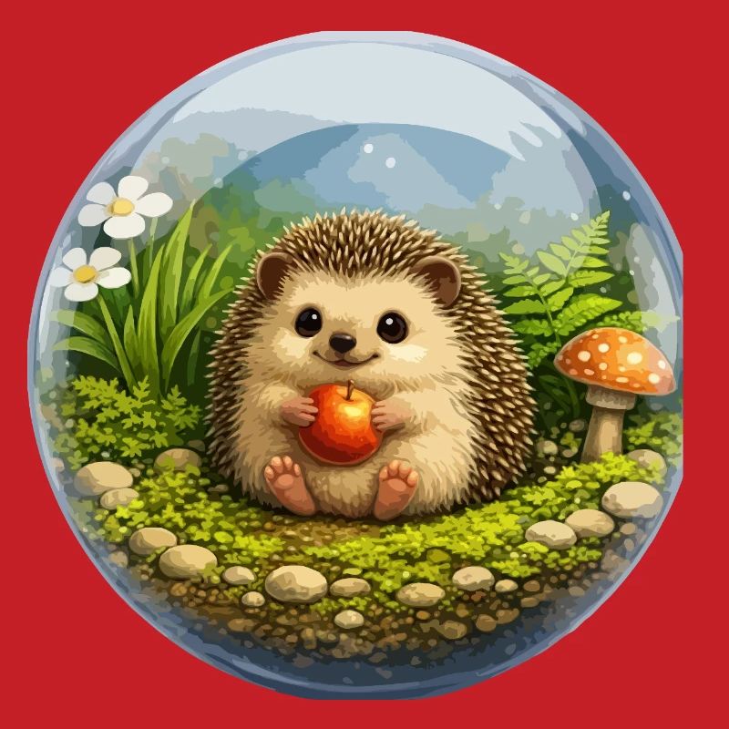 Hérisson dans une boule de verre avec scène de forêt