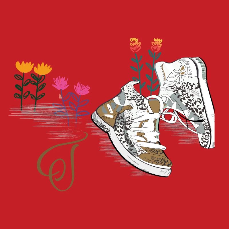 Wanderschuhe mit Blumen