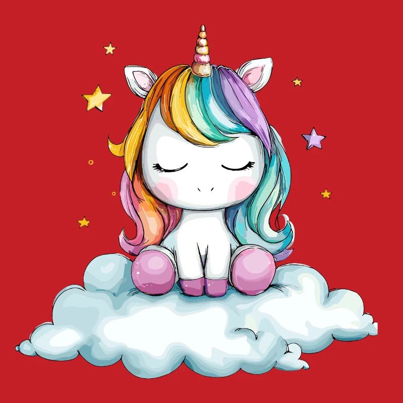 Rainbow unicorn on cloud