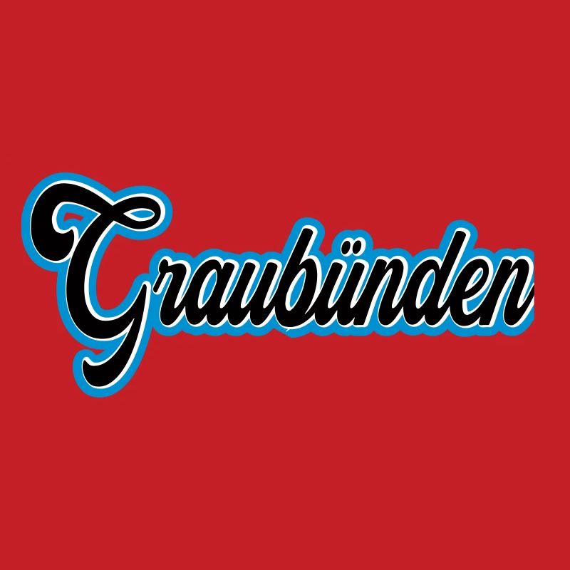 Graubünden Script mit Blau Outline
