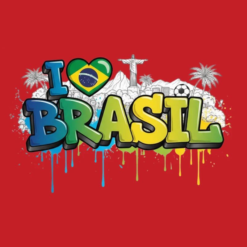 Brésil Amour drapeau Graffiti Tee Design